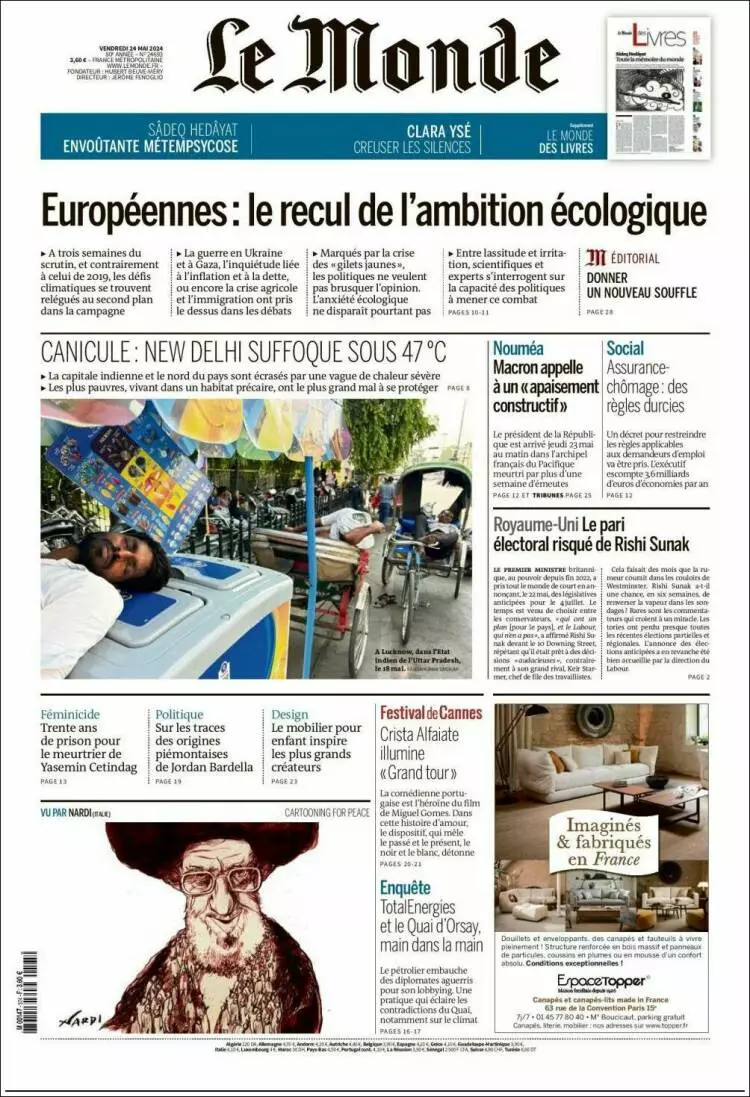 Prima-pagina-le monde-edizione-di-oggi-24-05-2024